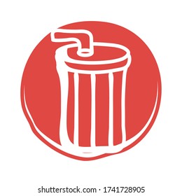soda in plastic container block style icon vector illustration design