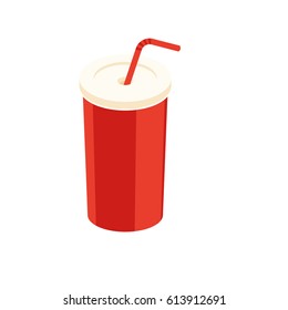 Soda plastic cup design. Flat icon. Vector illustration