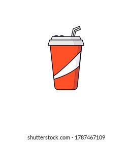 Soda in a plastic cup isolated  on white background. Vector illustration.