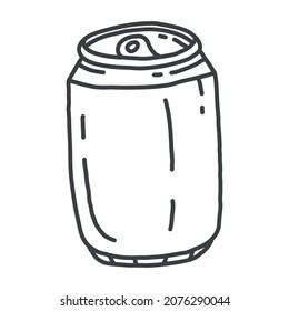 Soda Pop in einer Dose in einem einfachen Doodle-Stil. Vektorgrafik.