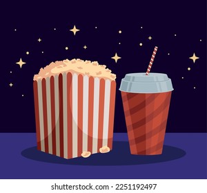 soda and pop corn food icon