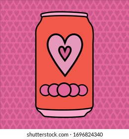 Soda Pop - Fun illustration of soda can with hearts 