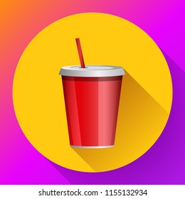 soda red plastic beaker with a tube for take-away.