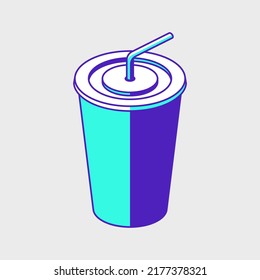 Soda Refill Cup Isometric Vector Icon Illustration