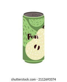 Soda set similar. Pear flavored juice, seamless pattern for decoration. Stickers for social networks, card and icon for website. Cartoon flat vector illustration isolated on white background