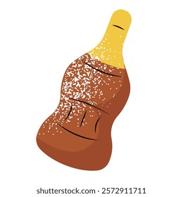 Soda shaped gummy candy. Cola bottle jelly sweets powdered with sugar. Hand drawn isolated vector illustration