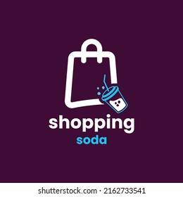 Soda With Shopping Logo Design Vector Graphic Symbol Icon Sign Illustration Creative Idea