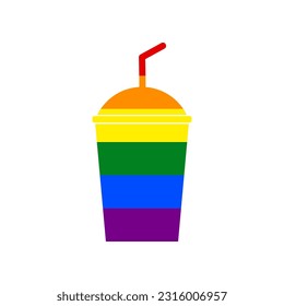 Soda sign. Rainbow gay LGBT rights colored Icon at white Background. Illustration.