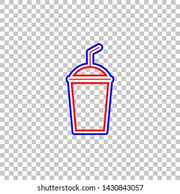 Soda sign. Red, white and contour icon at transparent background. Illustration.