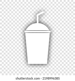 Soda sign. White Icon with dropped natural gray Shadow at transparent Background. Illustration.