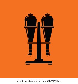 Soda siphon equipment icon. Orange background with black. Vector illustration.