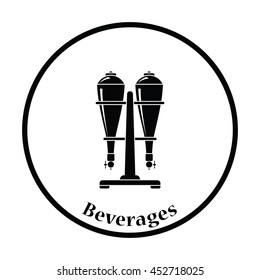 Soda siphon equipment icon. Thin circle design. Vector illustration.