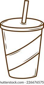 Soda soft drink outline line art vector illustration.