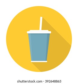 Soda with straw flat icon