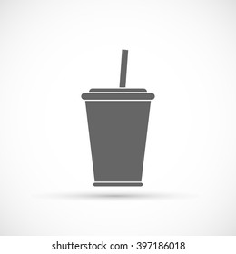 Soda with straw icon. Drink icon in flat design style. Vector illustration