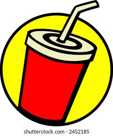 soda with straw in a plastic container