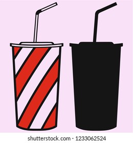 soda with straw vector silhouette isolated