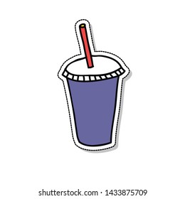 soda take away cup doodle icon, vector illustration