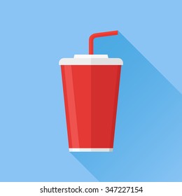 Soda takeaway flat icon. Drink cup.