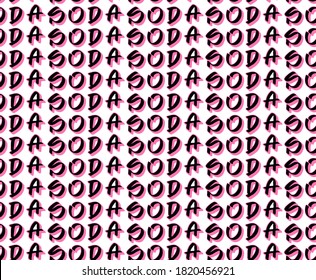 SODA text seamless line pattern in pink color