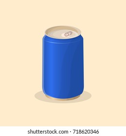 Soda in a tin can - cute cartoon colored picture. Vector illustration of fast food
