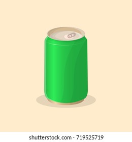 Soda in a tin can - cute cartoon colored picture. Vector illustration of fast food