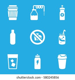 soda vector icons. Set of 9 soda filled icons such as canister, bottle, soda, drink, energy drink, no fast food