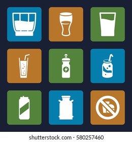 soda vector icons. Set of 9 soda filled icons such as canister, drink, soda, energy drink, no fast food