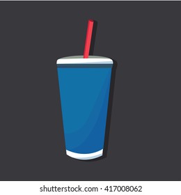 Soda vector illustration. Soda icon. Soda cup in flat style. Soda pop. Soda drink image. Soda glass on colored background. Soda isolated. Soda flat design.