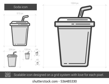 Soda vector line icon isolated on white background. Soda line icon for infographic, website or app. Scalable icon designed on a grid system.