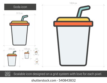 Soda vector line icon isolated on white background. Soda line icon for infographic, website or app. Scalable icon designed on a grid system.