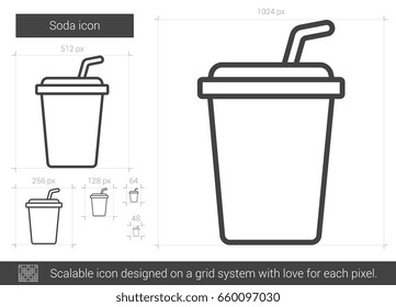 Soda vector line icon isolated on white background. Soda line icon for infographic, website or app. Scalable icon designed on a grid system.