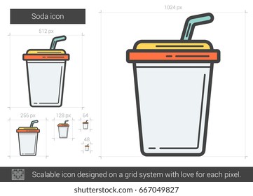 Soda vector line icon isolated on white background. Soda line icon for infographic, website or app. Scalable icon designed on a grid system.