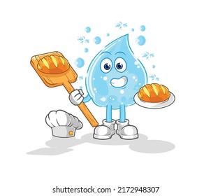 the soda water baker with bread. cartoon mascot vector