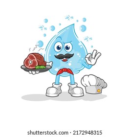 the soda water chef with meat mascot. cartoon vector