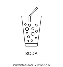 Soda water and glass line icon in vector, drink illustration.