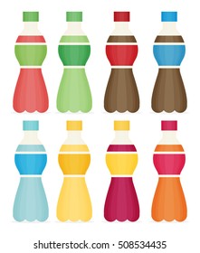 Soda, water and juice or tea bottles. Set of bottles icons.