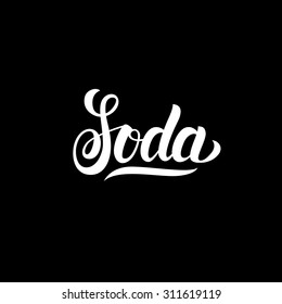 Soda Water Label Hand Lettering. Handmade Vector Calligraphy