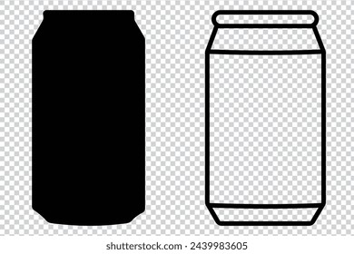 Sodabeer aluminium can icon shape. Drink packing container logo, sign, silhouette. Vector illustration image. Isolated on white background.