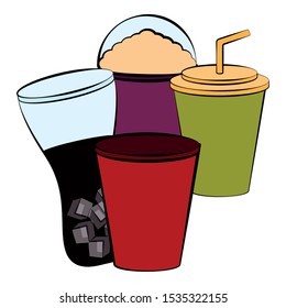 Sodas and frappe. Drinks image - Vector illustration