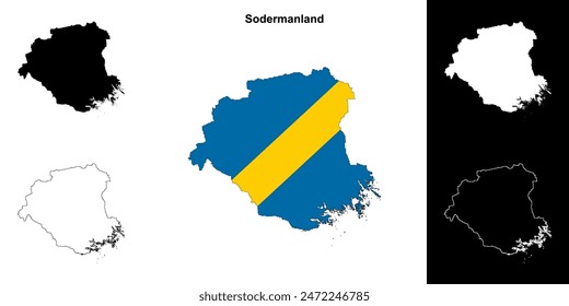 Sodermanland county blank outline map set