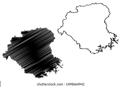 Sodermanland County (Counties of Sweden, Kingdom of Sweden) map vector illustration, scribble sketch Södermanland (Sörmlands län, Sörmland) map