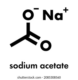 Sodium acetate salt, chemical structure. Skeletal formula.