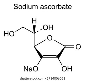 Ascorbato de sódio, estrutura química do ascorbato de sódio, substância medicamentosa
