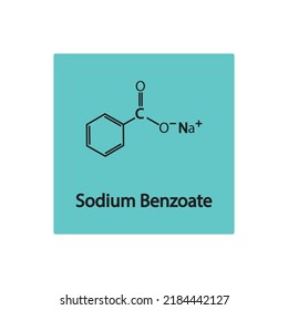 Sodium Benzoate Chemical Structure On Blue Background.