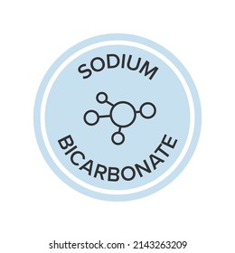 Sodium bicarbonate ingredient at food sticker. Baking soda nutrient sign at product label design, vector illustration. Isolated on white chemical atom structure icon at emblem
