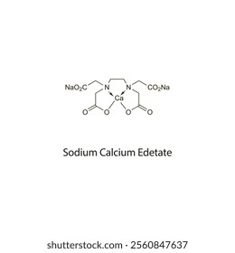 Sodium Calcium Edetate flat skeletal molecular structure chelator drug used in lead poisoning treatment. Vector illustration scientific diagram.