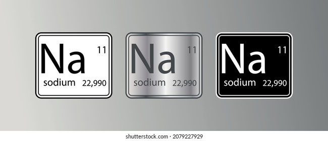 Sodium. Chemical element. Alkali metal. Periodic Table of Chemical Elements. Chemical symbol. Vector illustration.