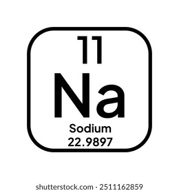 Sodium chemical element. Sign with atomic number. Chemical element of periodic table.