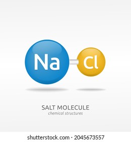 Sodium Chloride Molecule, Salt Chemical Structures Vector